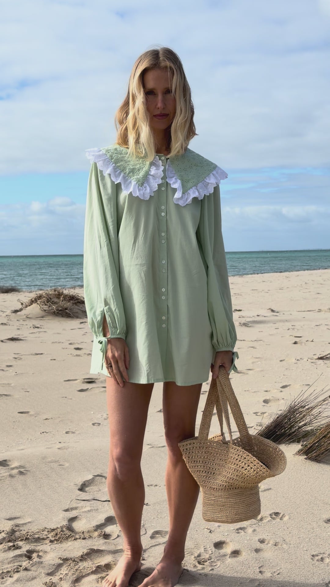 Harrie Mini Dress in Seafoam
