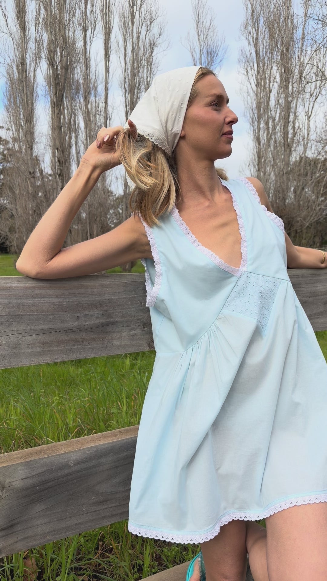 Vintage Mini in Powder Blue with Ivory Lace Dusting