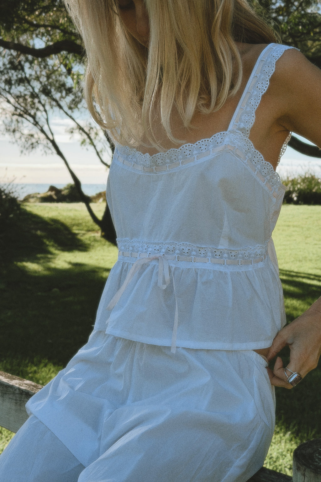 Rose Ribbon Cami in Ivory