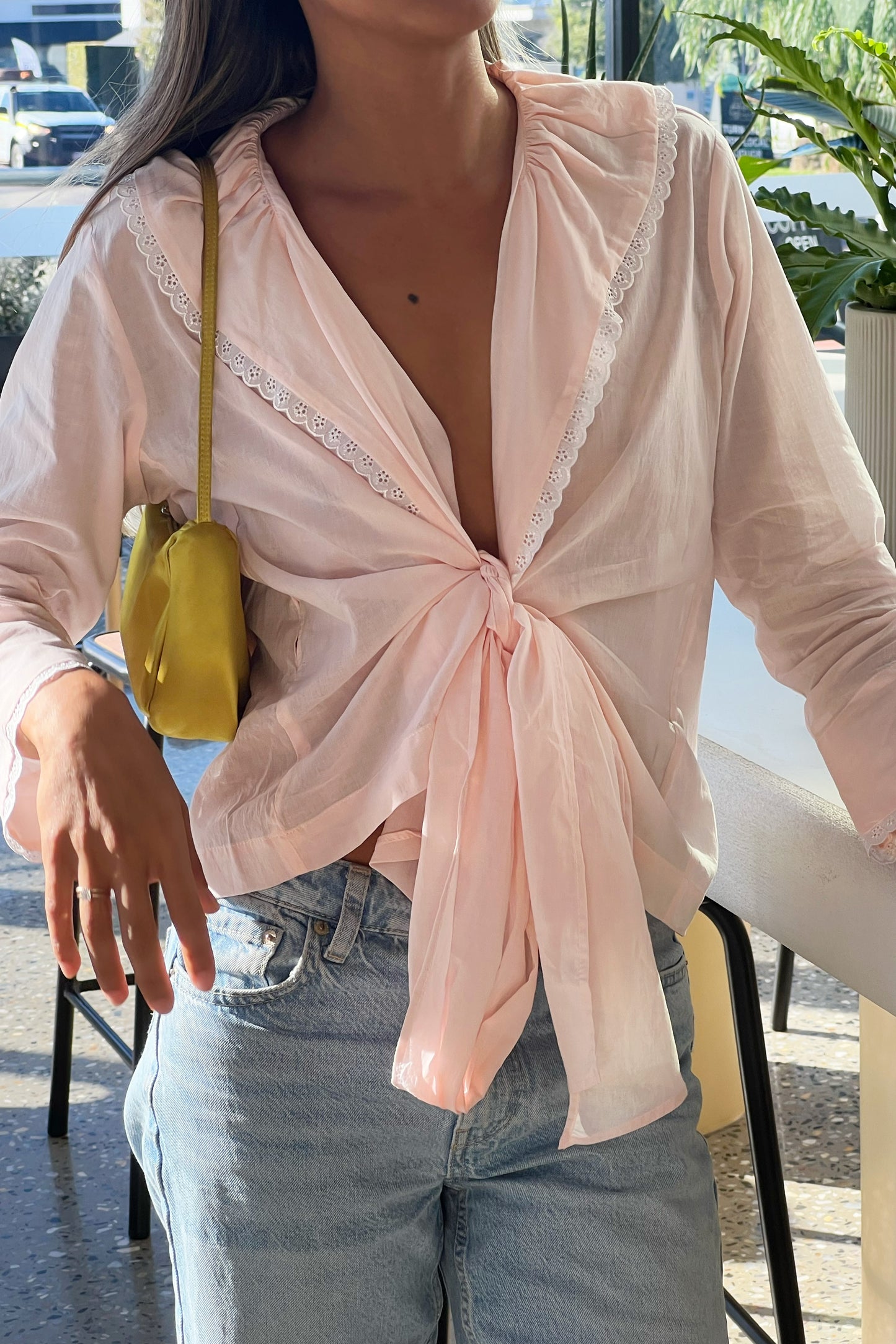 Ruffle Blouse in Peach