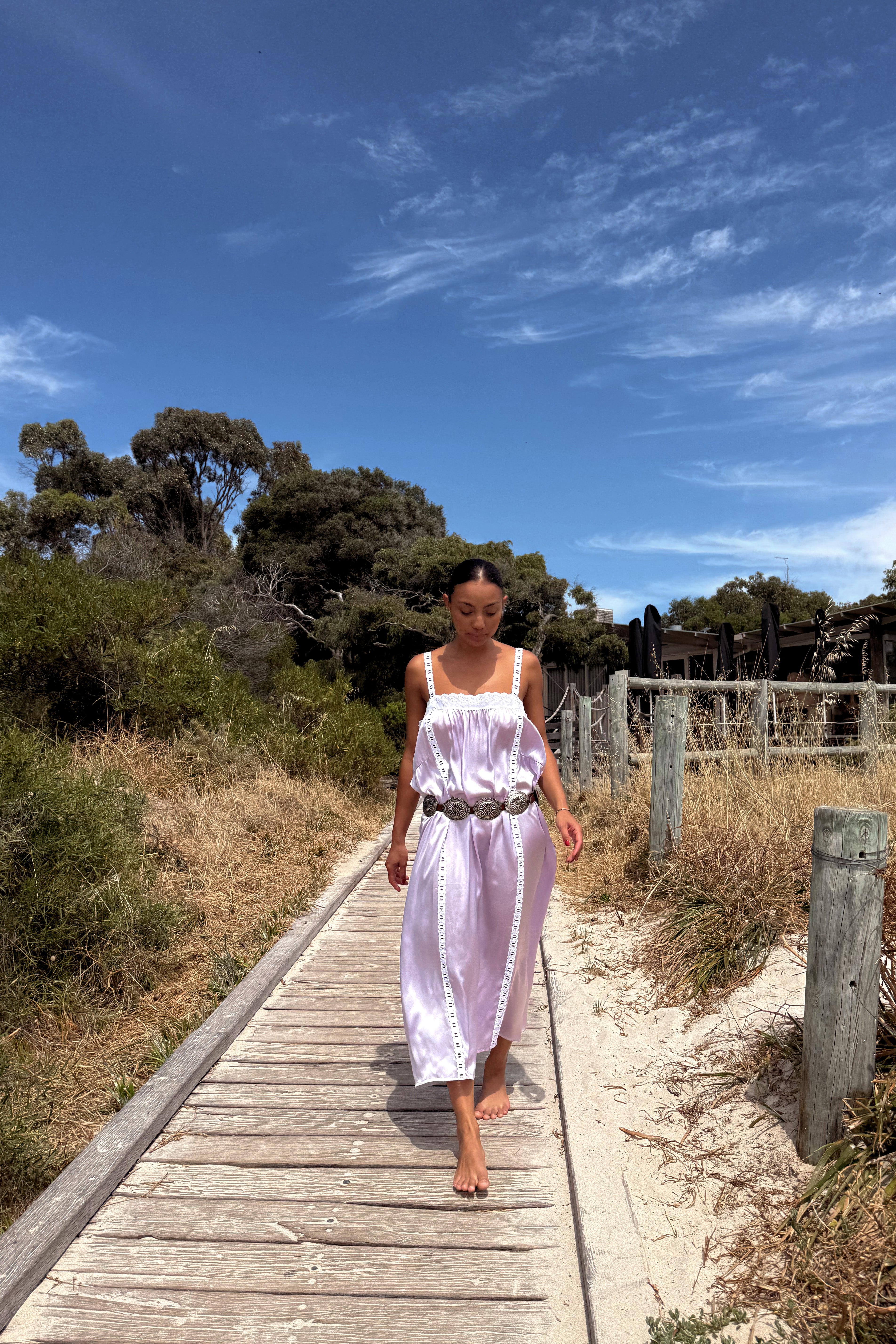 LANEWAY THE LABEL Silk Immy Gown in Lilac