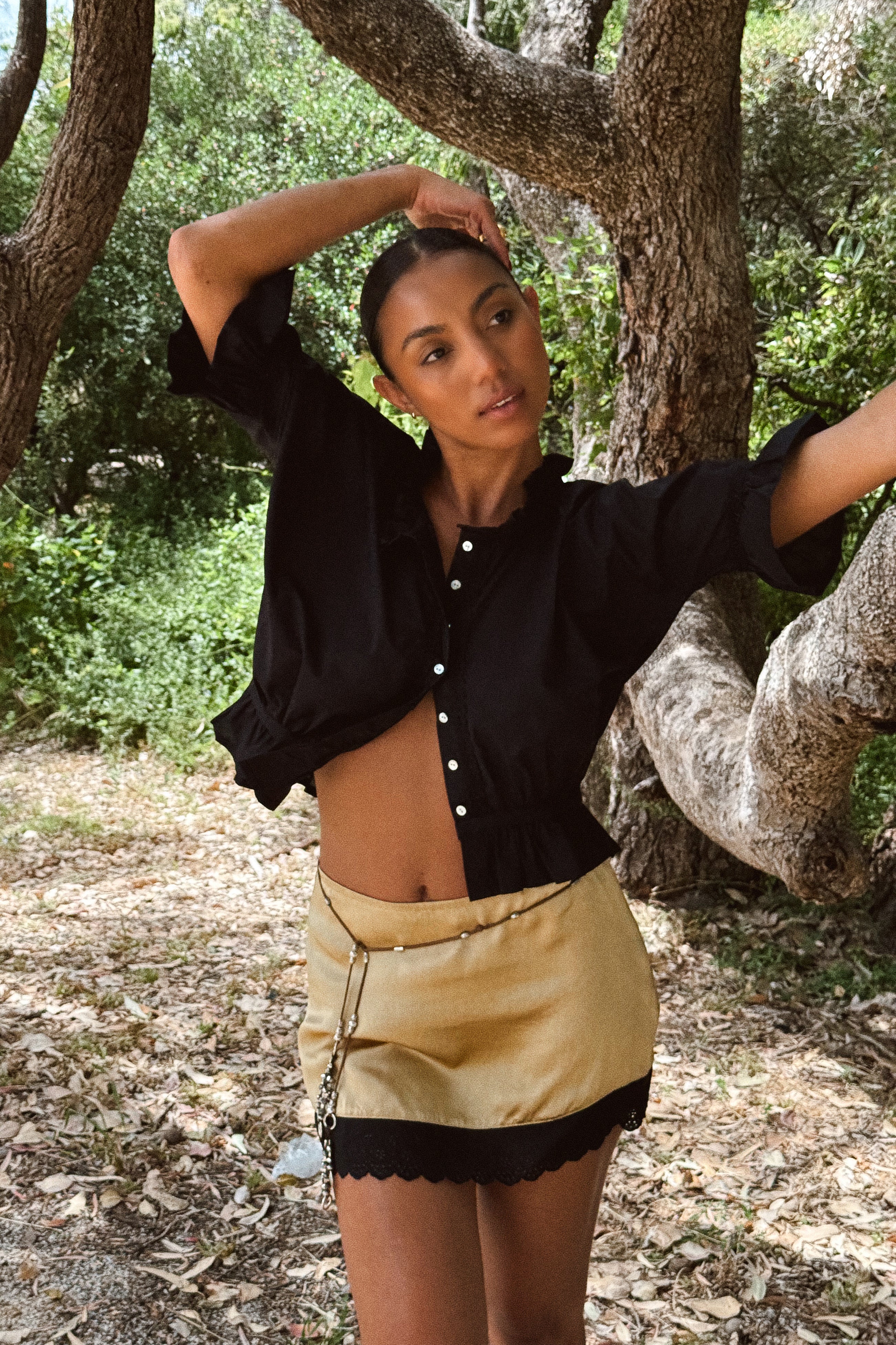 Fabienne Mini Skirt in Palm Silk