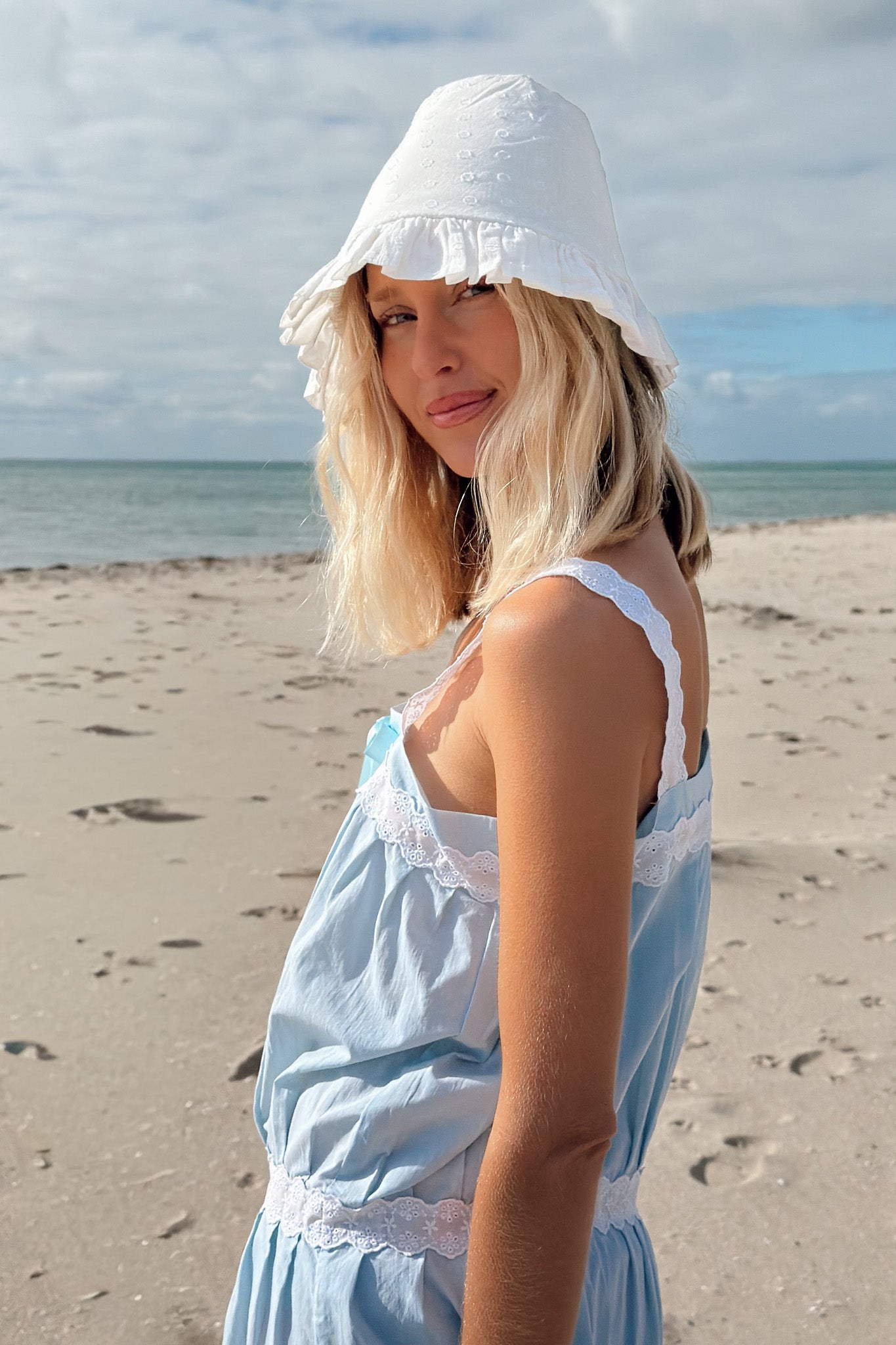 Marie Bow Dress in Sky