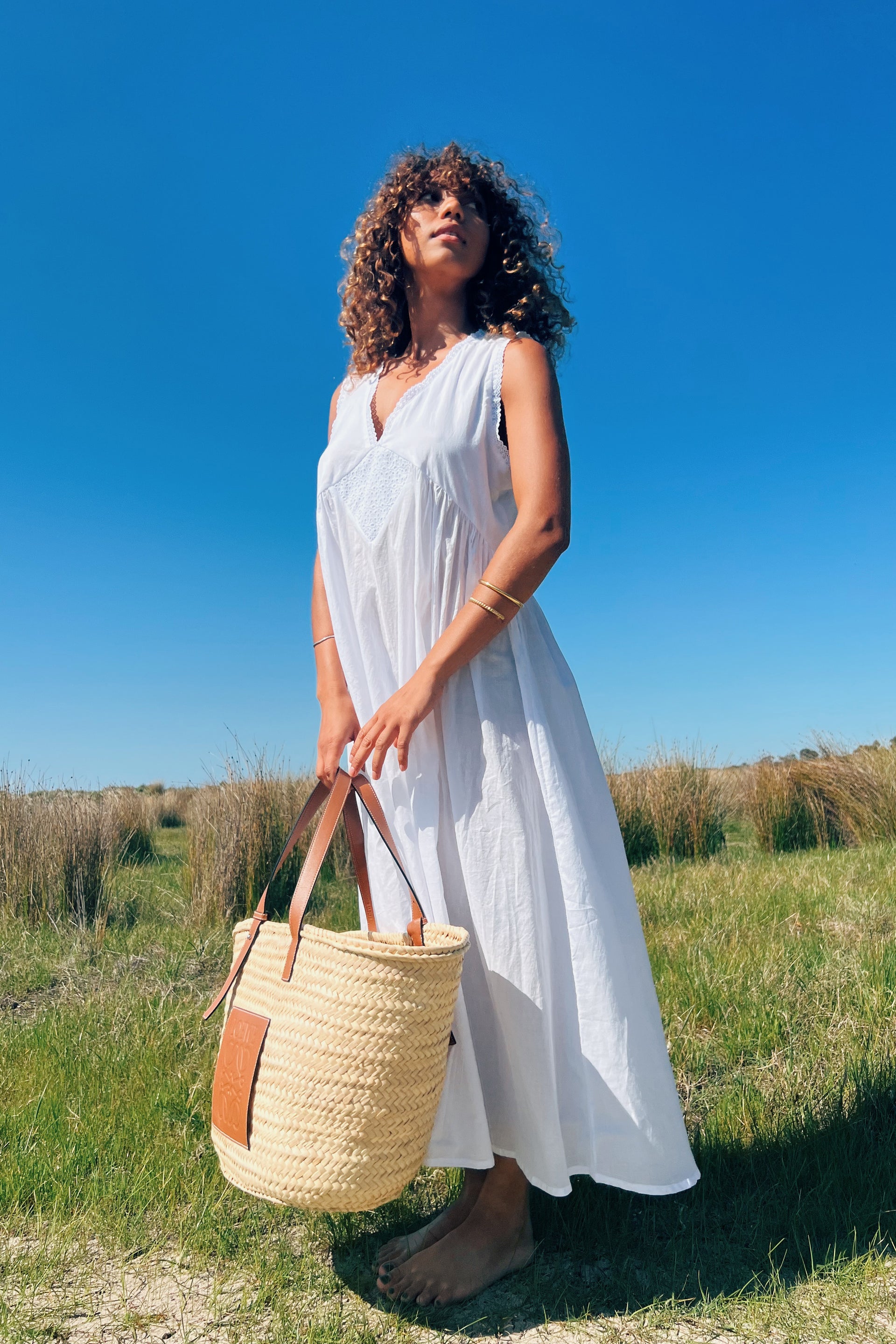 LANEWAY THE LABEL Vintage Cotton Gown in Ivory — free download