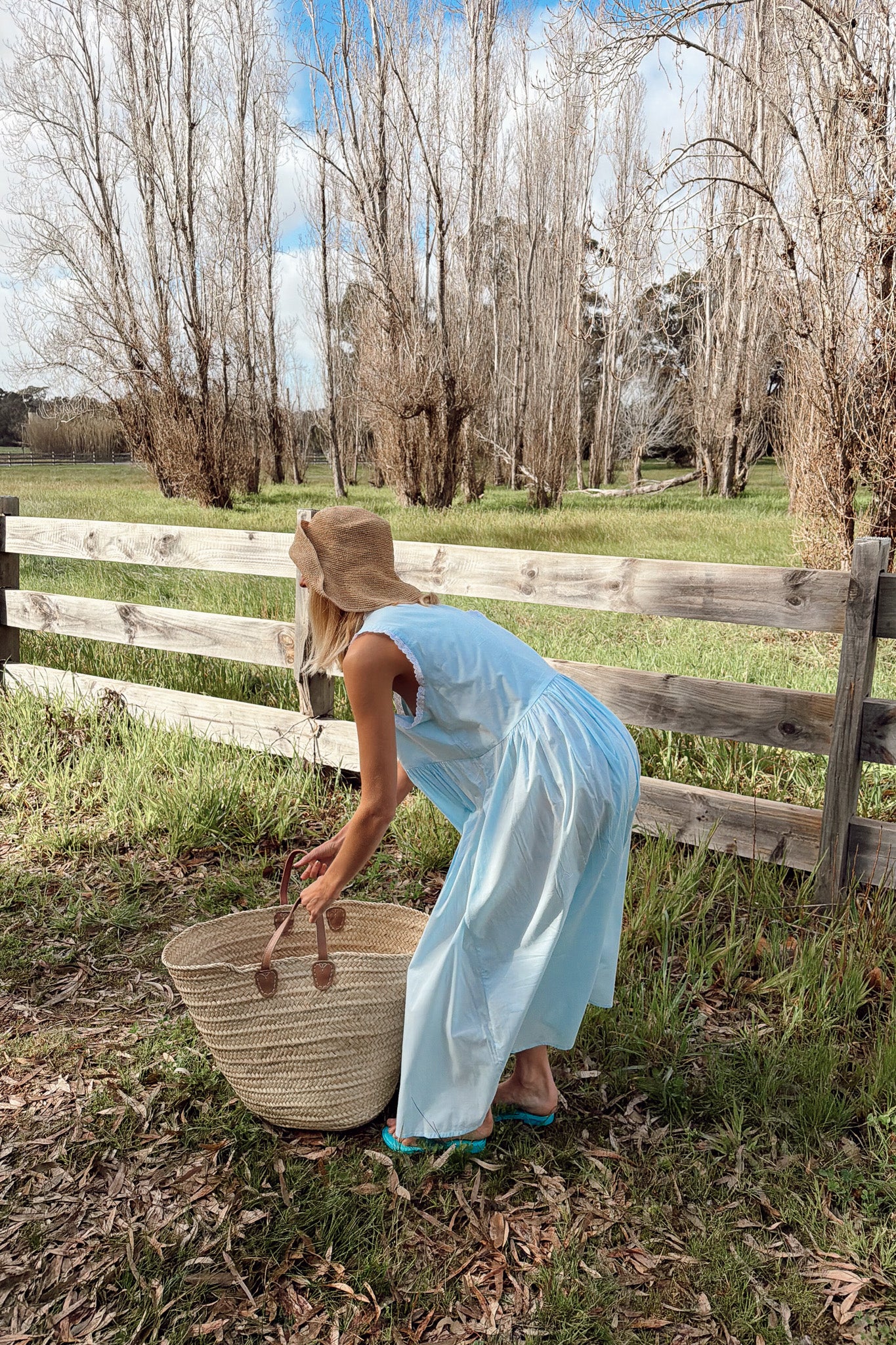 Vintage Gown in Powder Blue with Ivory Lace Dusting